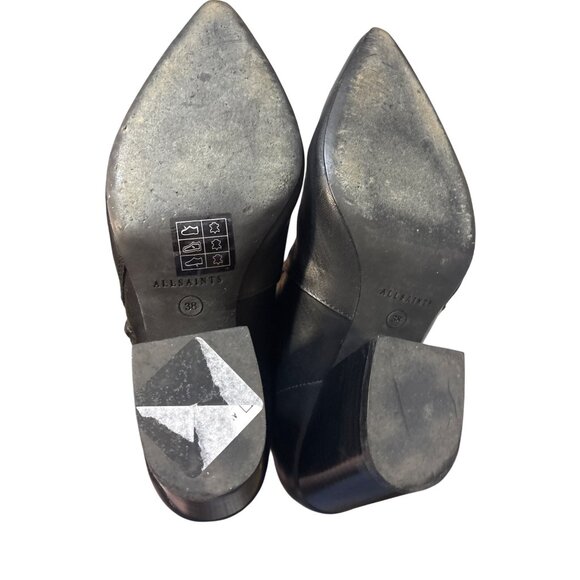 AllSaints Leather Pointed Toe Ankle Boots In Black 7 - Picture 6 of 9